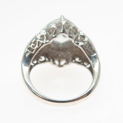 SLV SADYE L VASSIL 925 Sterling Silver Real Diamond & Aquamarine Ring Size 5