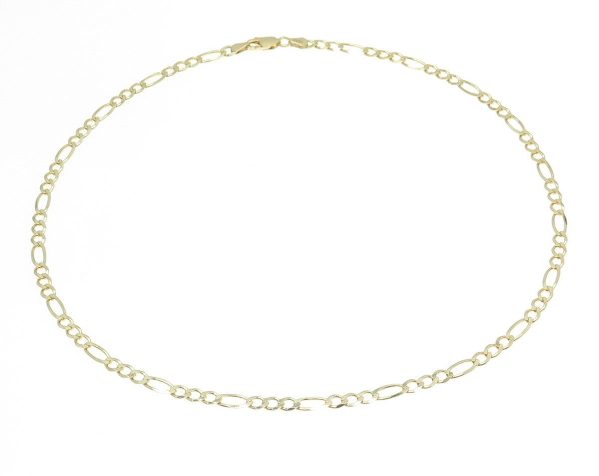 HAN 925 Sterling Silver Gold Plated Italy Figaro Chain Necklace 18"