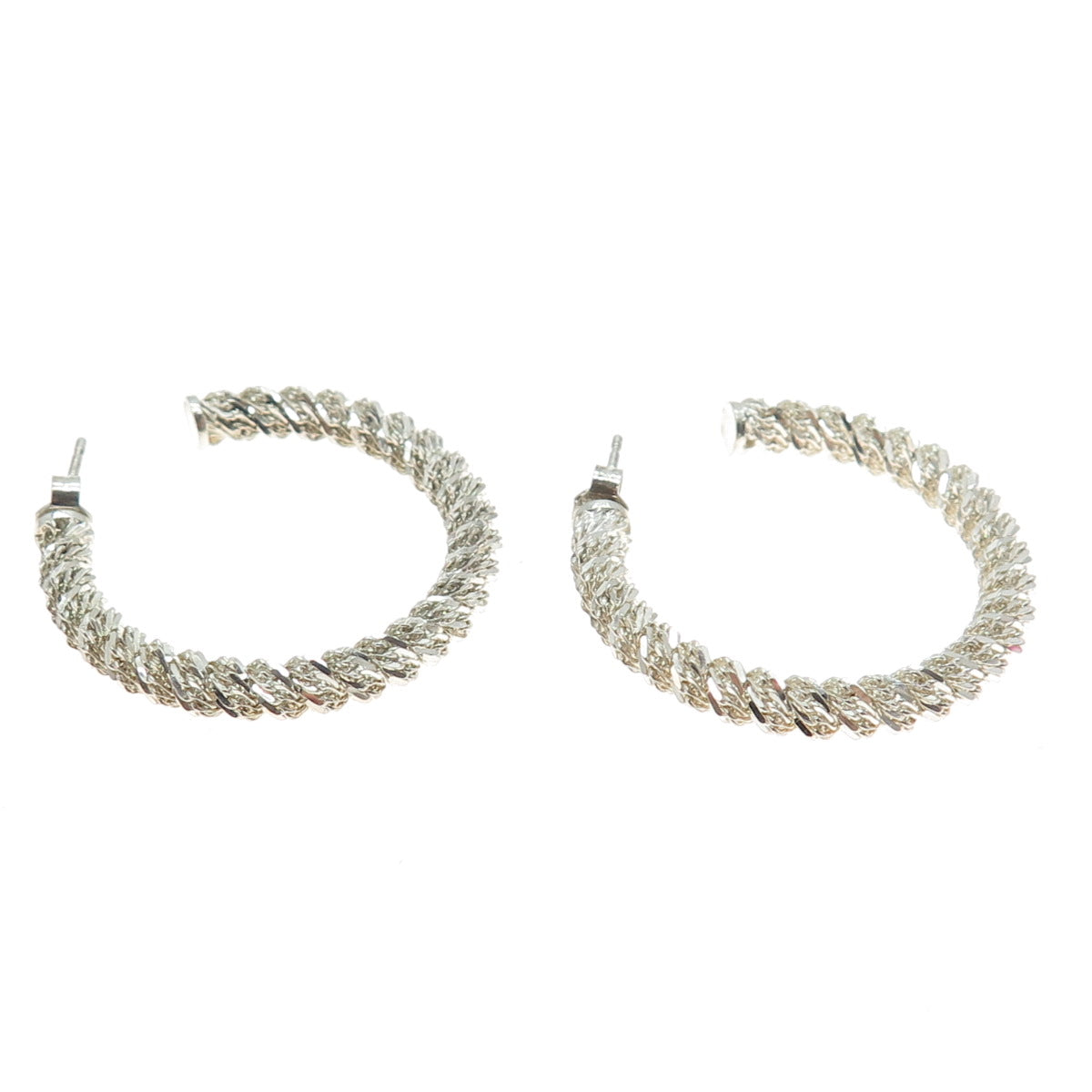 925 Sterling Silver Vintage Twisted Mesh Hoop Earrings