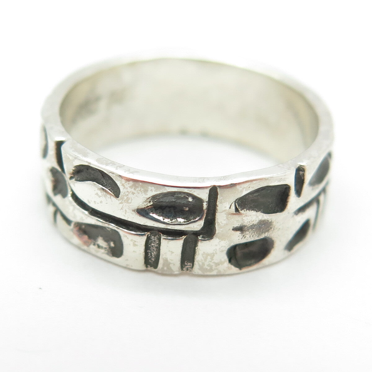 925 Sterling Silver Vintage Tribal Cave Band Ring Size 6.25