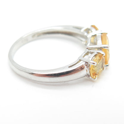 925 Sterling Silver Real Citrine Gemstone Ring Size 6.75