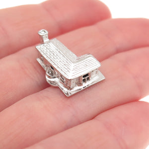 Town & Country 925 Sterling Silver Vintage Old House 3D Mini Charm Pendant