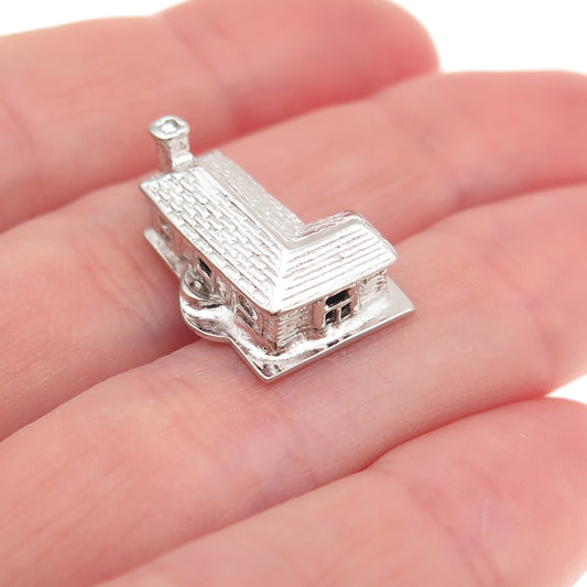 Town & Country 925 Sterling Silver Vintage Old House 3D Mini Charm Pendant