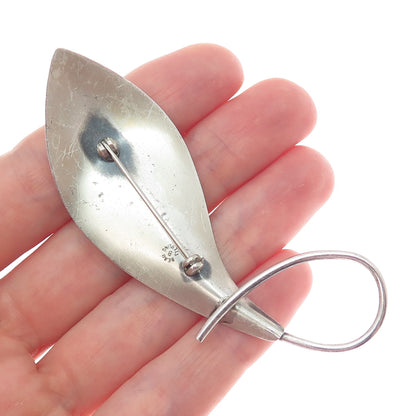 BEAU 925 Sterling Silver Vintage Calla Lily Flower Modernist Oxidized Pin Brooch