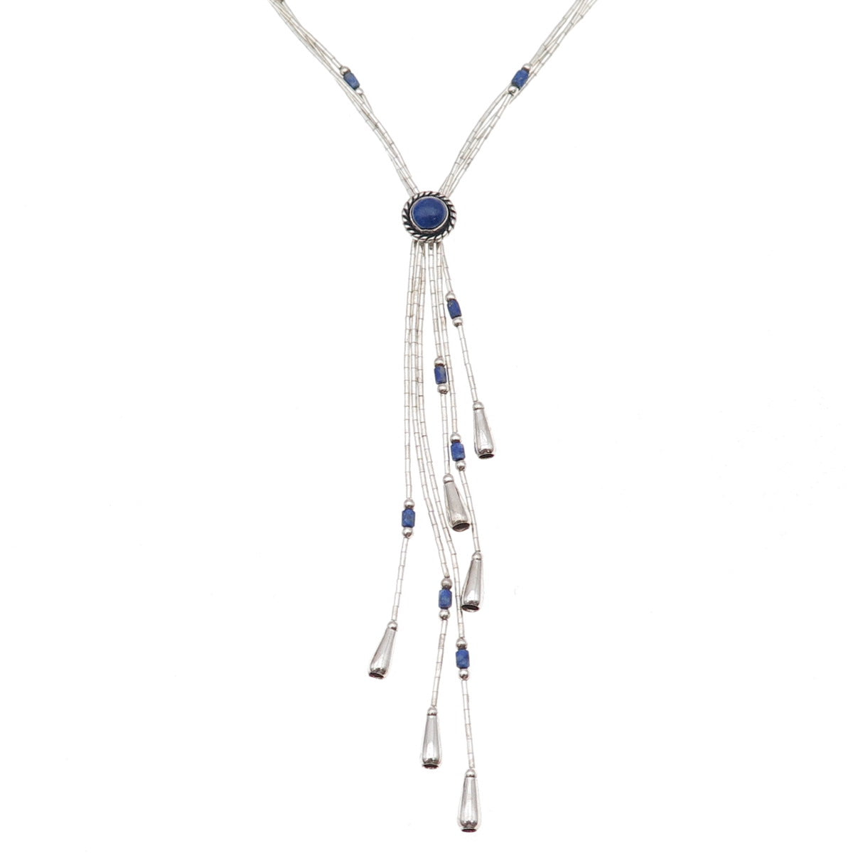 Carolyn Pollack Old Pawn 925 Sterling Vintage Lapis Liquid Chain Necklace 18-20"