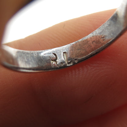 Rob Livingston Navajo Old Pawn Sterling Silver Vintage MOP Feather Ring Size 5.5