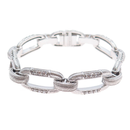 JUDITH RIPKA 925 Sterling Silver Round-Cut C Z Paperclip Link Bracelet 6.5"