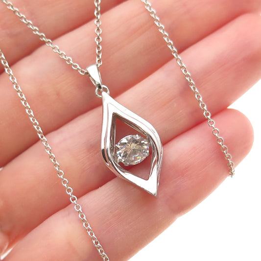 925 Sterling Silver Round-Cut C Z Petal Cable Chain Necklace 18"