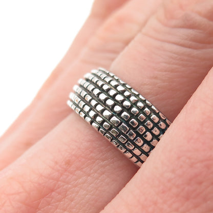 925 Sterling Silver Vintage Modernist Oxidized Band Ring Size 7