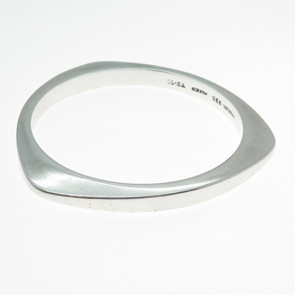 925 Sterling Silver Vintage Mexico Modernist Triangle Bangle Bracelet 8"