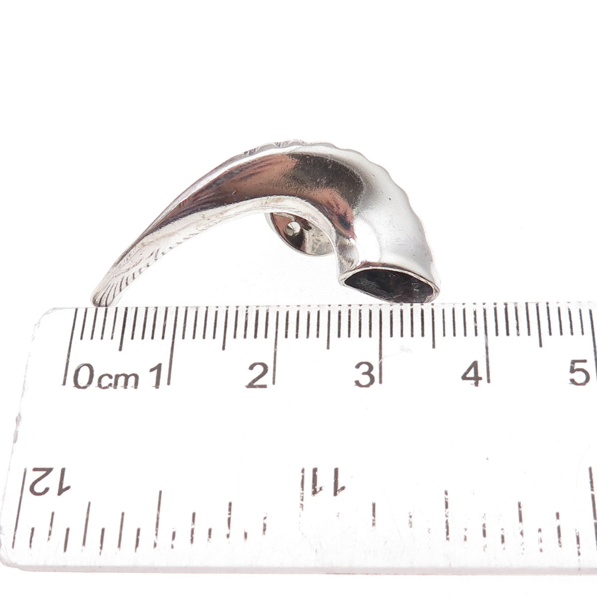 925 Sterling Silver Vintage Horn Oxidized Tie Tack / Lapel Pin