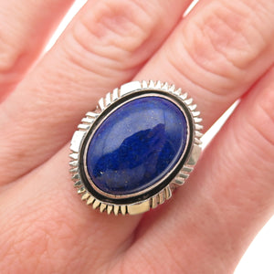 William G. Johnson Navajo Old Pawn Sterling Silver Vintage Lapis Ring Size 7.75