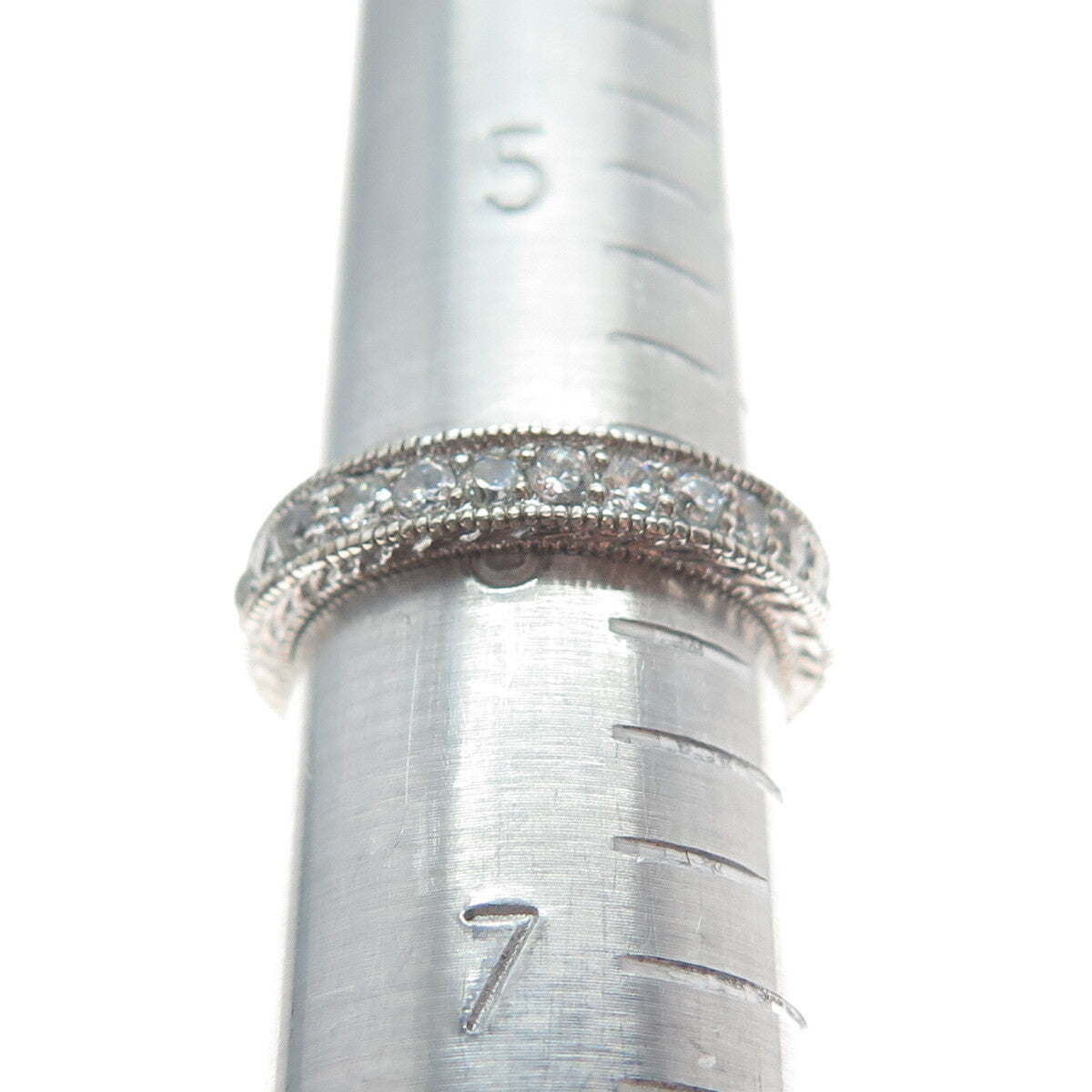 925 Sterling Silver Round-Cut Shaped C Z All Around Eternity Band Ring Size 6