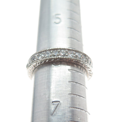 925 Sterling Silver Round-Cut Shaped C Z All Around Eternity Band Ring Size 6