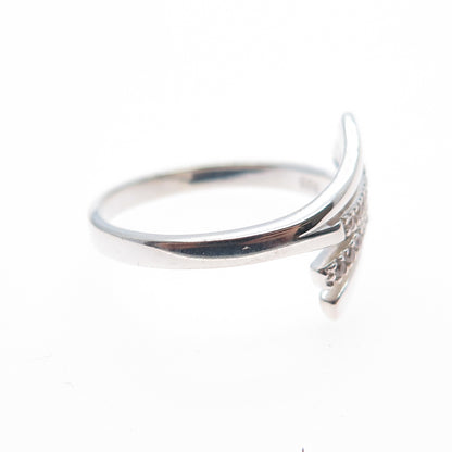 RJ GRAZIANO 925 Sterling Silver Vintage Round-Cut C Z Bypass Ring Size 6