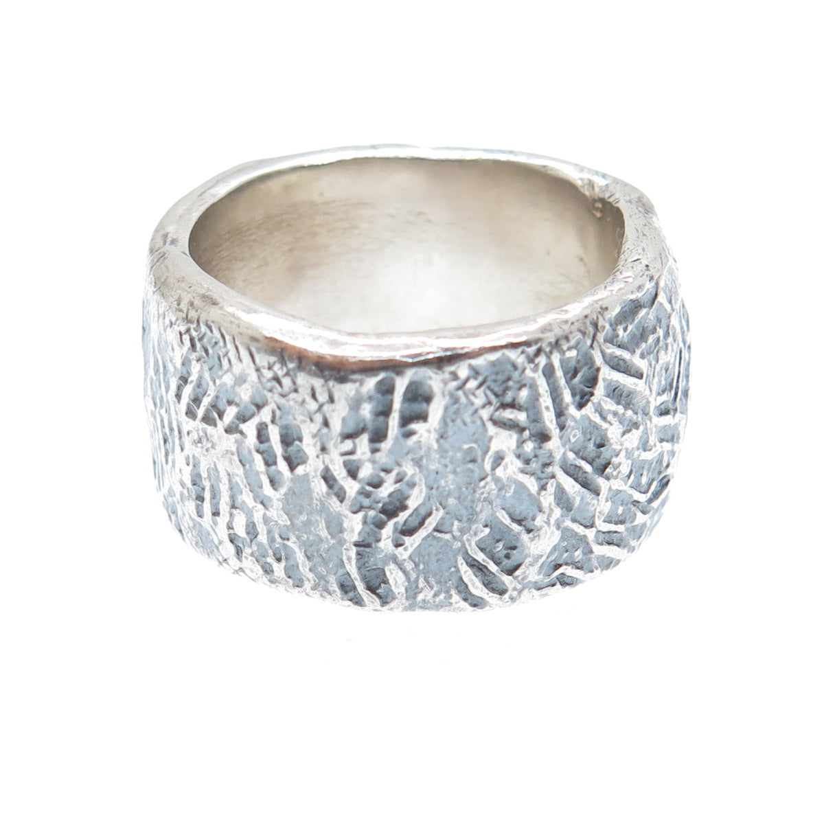 BRIM BITER 925 Sterling Silver Vintage Modernist Oxidized Band Ring Size 6