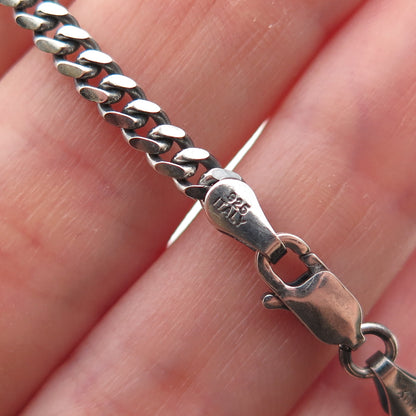 P. Lux 925 Sterling Silver Vintage Italy Cuban Chain Necklace 18"