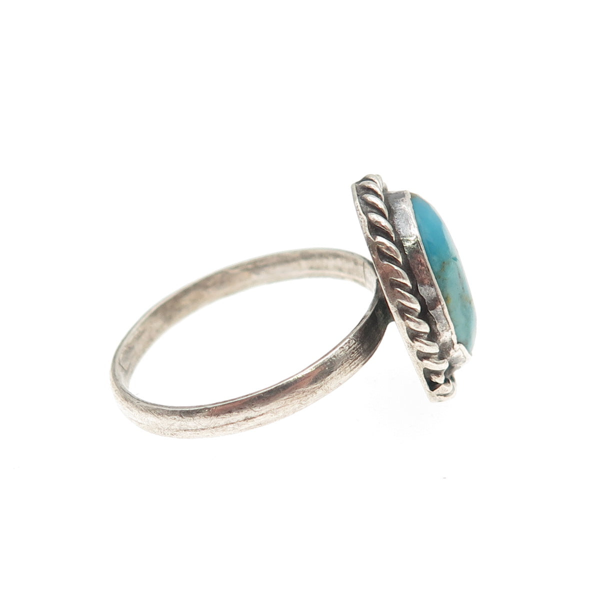 Old Pawn 925 Sterling Silver Vintage Kingman Turquoise Tribal Ring Size 8.25