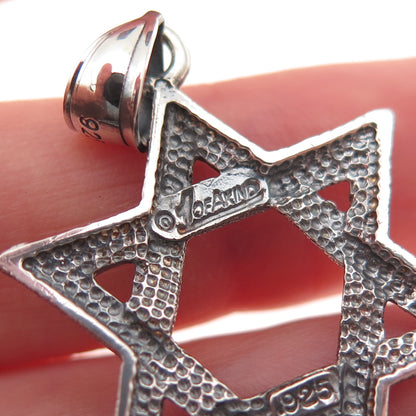 One Of A Kind 925 Sterling Silver Vintage Star of David Oxidized Charm Pendant