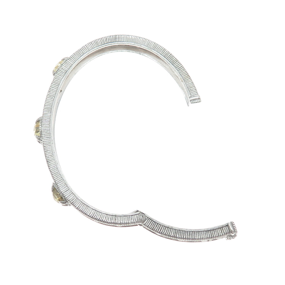 JUDITH RIPKA 925 Sterling Silver Real Citrine Ornate Cuff Bracelet 6.5"