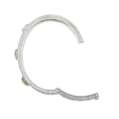 JUDITH RIPKA 925 Sterling Silver Real Citrine Ornate Cuff Bracelet 6.5"