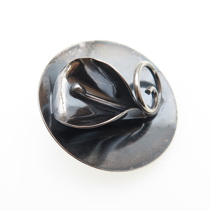 JOSEPH MASANIELLO 925 Sterling Silver Vintage Calla Lily Oxidized Pin Brooch