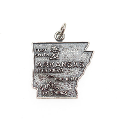 FRENCH & FRANKLIN 925 Sterling Silver Vintage Arkansas Map Mini Charm Pendant