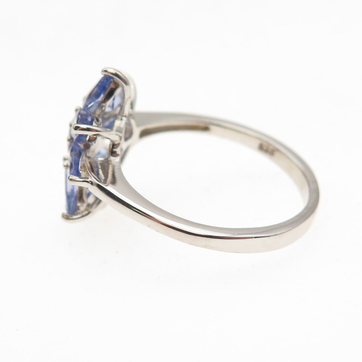 Chuck Clemency 925 Sterling Silver Real Tanzanite Floral Ring Size 8