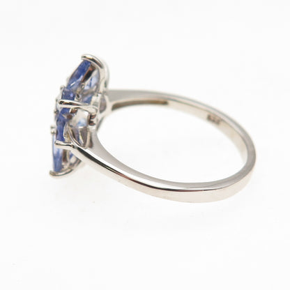 Chuck Clemency 925 Sterling Silver Real Tanzanite Floral Ring Size 8