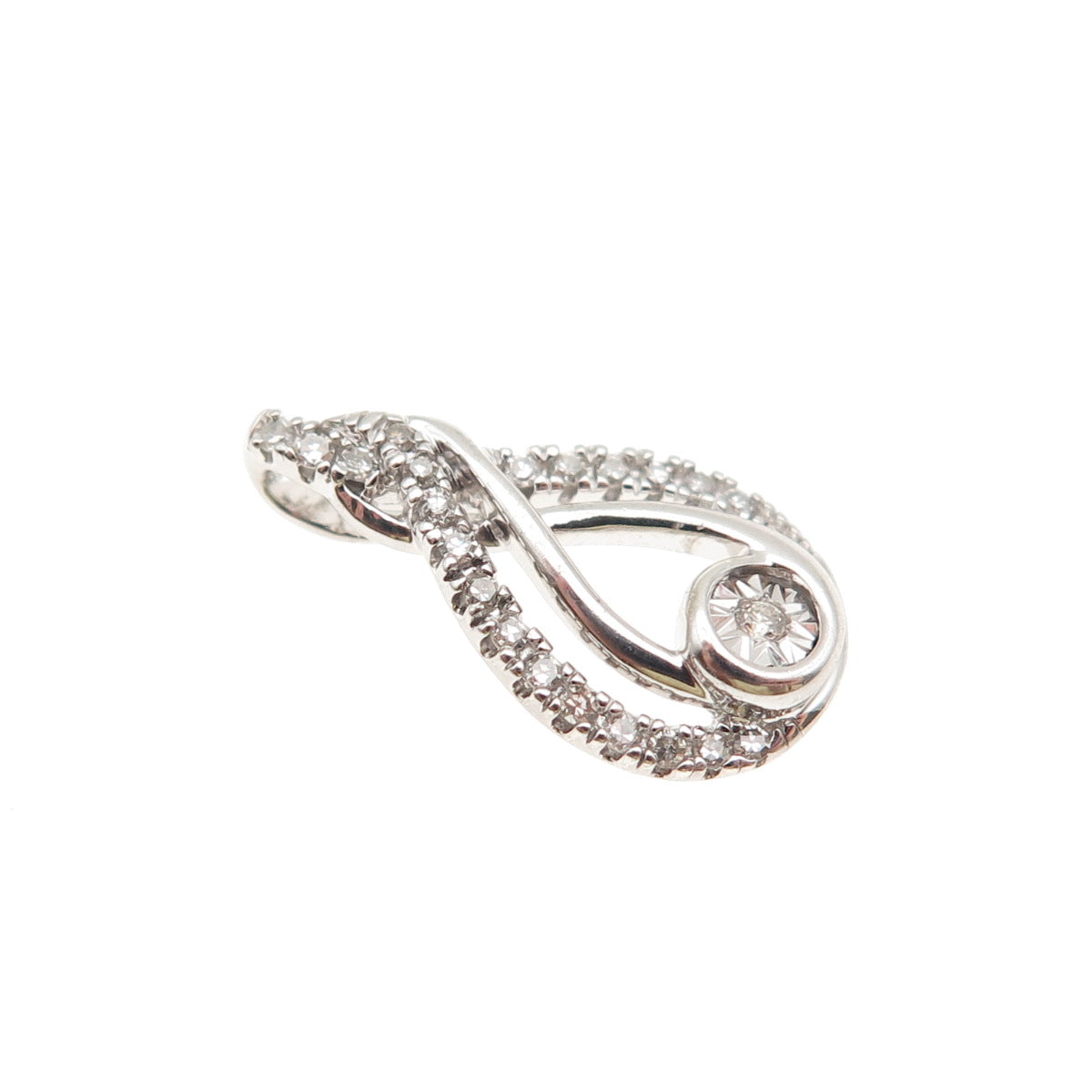 Jane Seymour 925 Sterling Silver Real Diamond Inter Woven Mini Charm Pendant