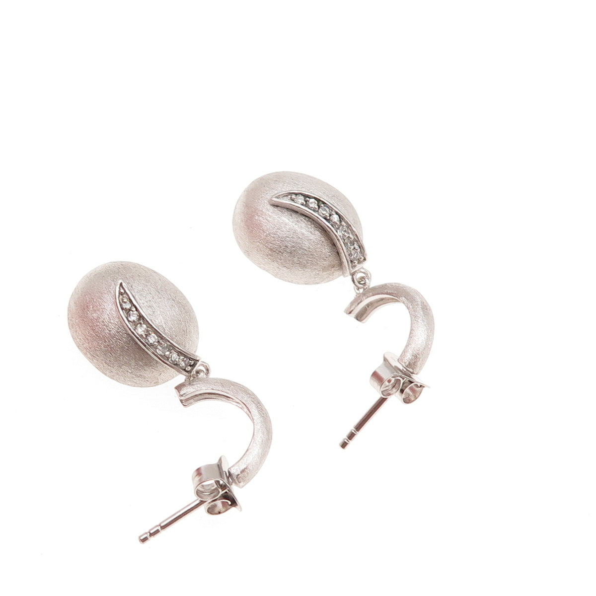 925 Sterling Silver Round-Cut C Z Berry Dangle Earrings