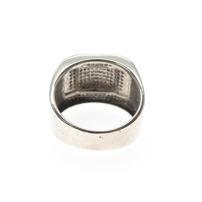 925 Sterling Silver Round-Cut C Z Modernist Ring Size 10.25