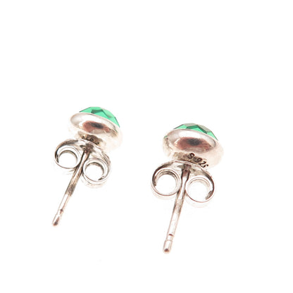 Pandora 925 Sterling Silver Green Crystal August Birthday Blooms Stud Earrings