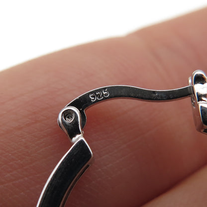 925 Sterling Silver Round-Cut C Z All Around Hoop Earrings