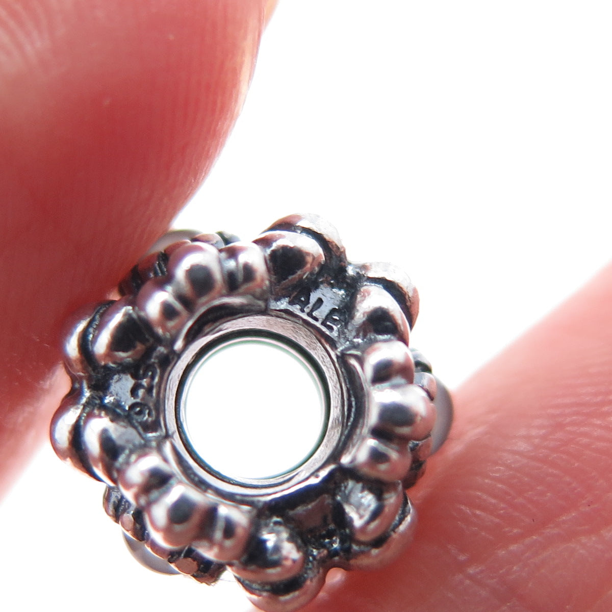 PANDORA Sterling Silver Real Moonstone Birthday Blooms April Slide Bead Charm