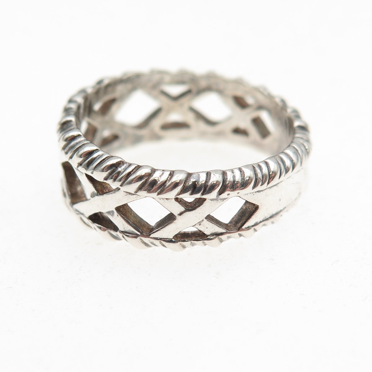 Dallas Museum of Art 925 Sterling Silver Vintage X-Shape Ring Size 6.25