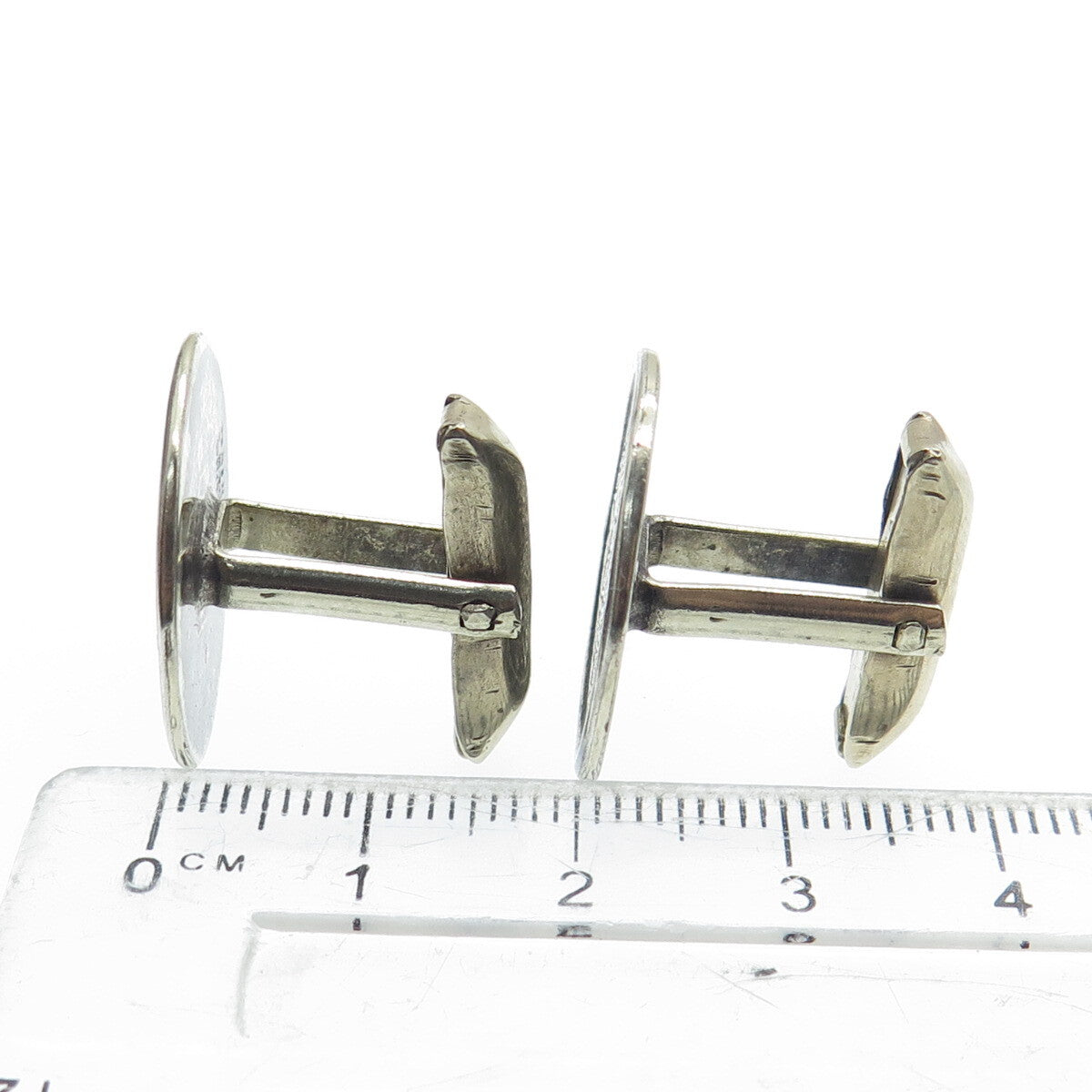 925 Sterling Silver Vintage Mexico Mayan Calendar Oxidized Cufflinks