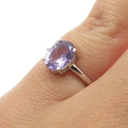 DAZZLERS 925 Sterling Silver Real Amethyst Gemstone Ring Size 5