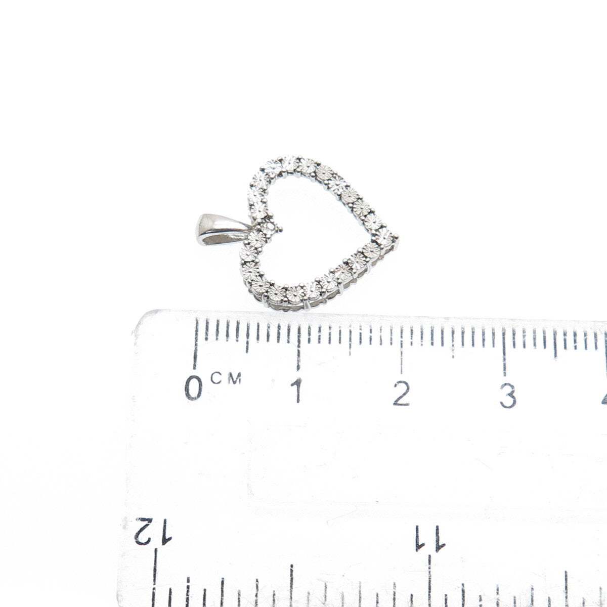 925 Sterling Silver Real Diamond Accent Heart Minimalist Charm Pendant