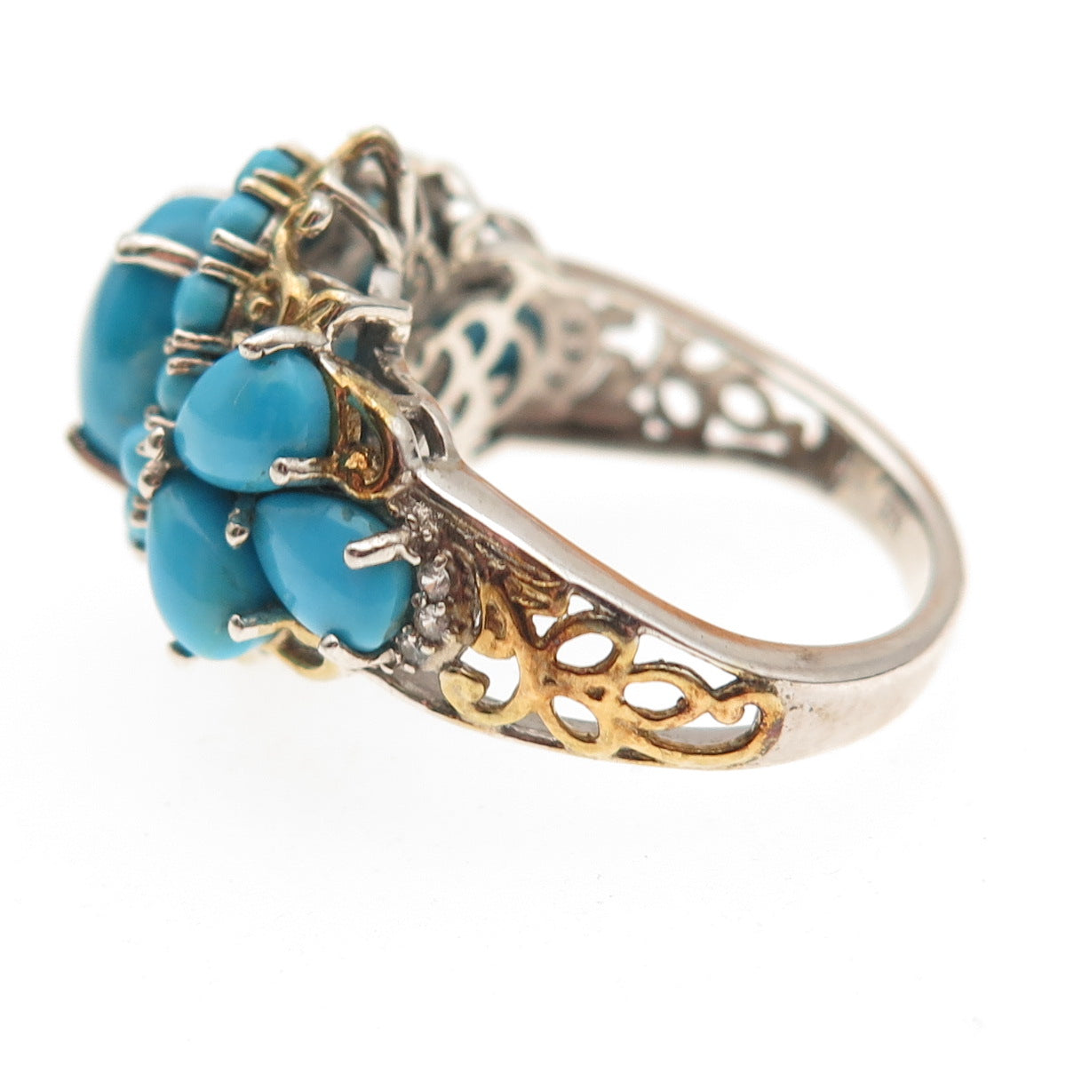 Chuck Clemency 925 Sterling 2-Tone Real Sleeping Beauty Turquoise Ring Size 8.25