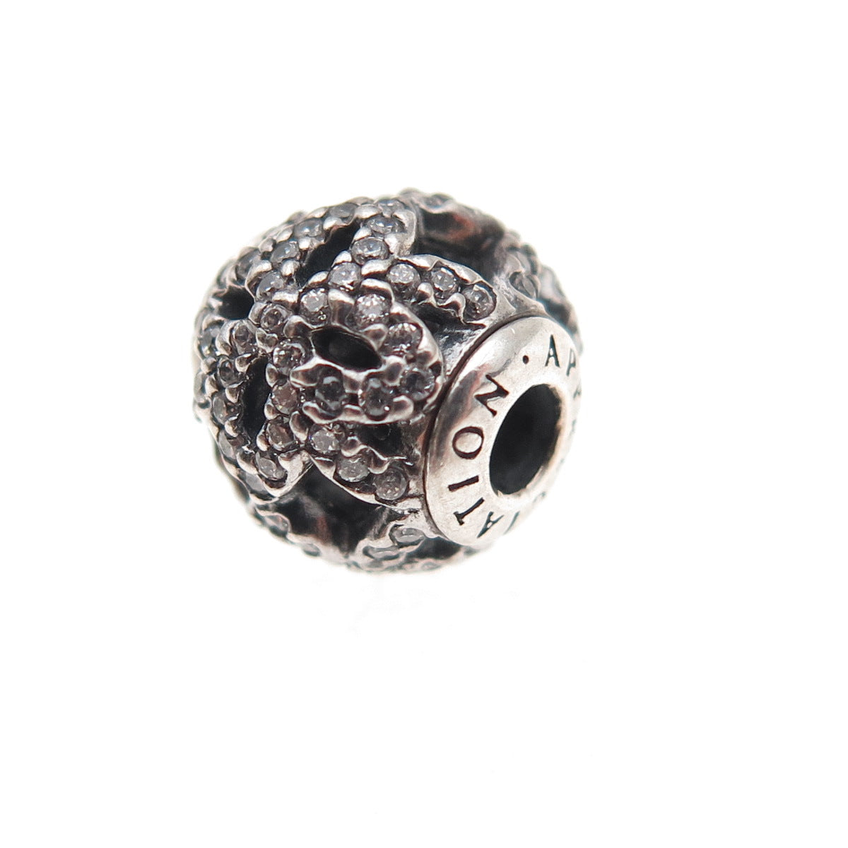 Pandora 925 Sterling Silver C Z Essence Appreciation Slide Bead Charm
