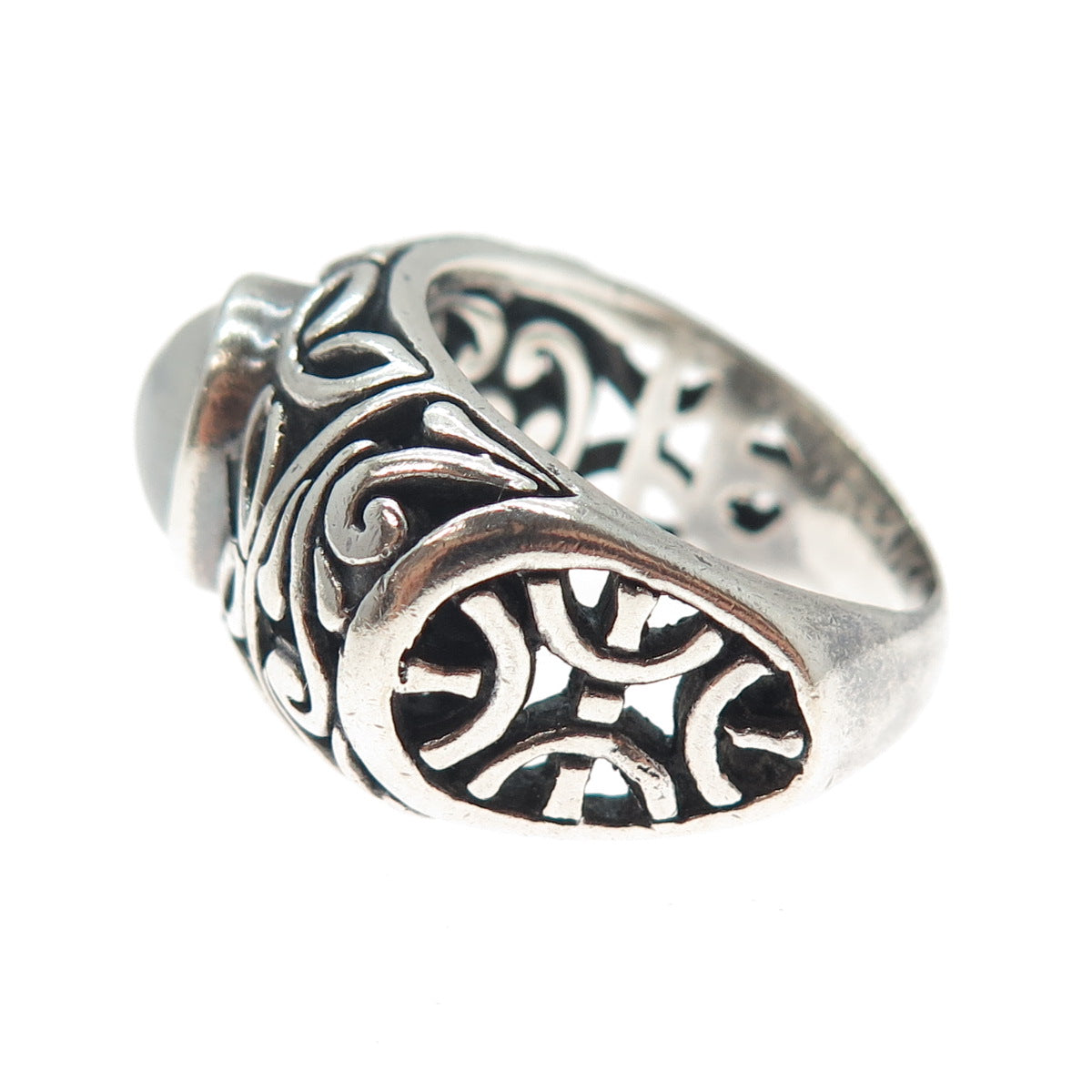 SAMUEL BENHAM BJC Sterling Silver Vintage Real Moonstone Oxidized Ring Size 9.5