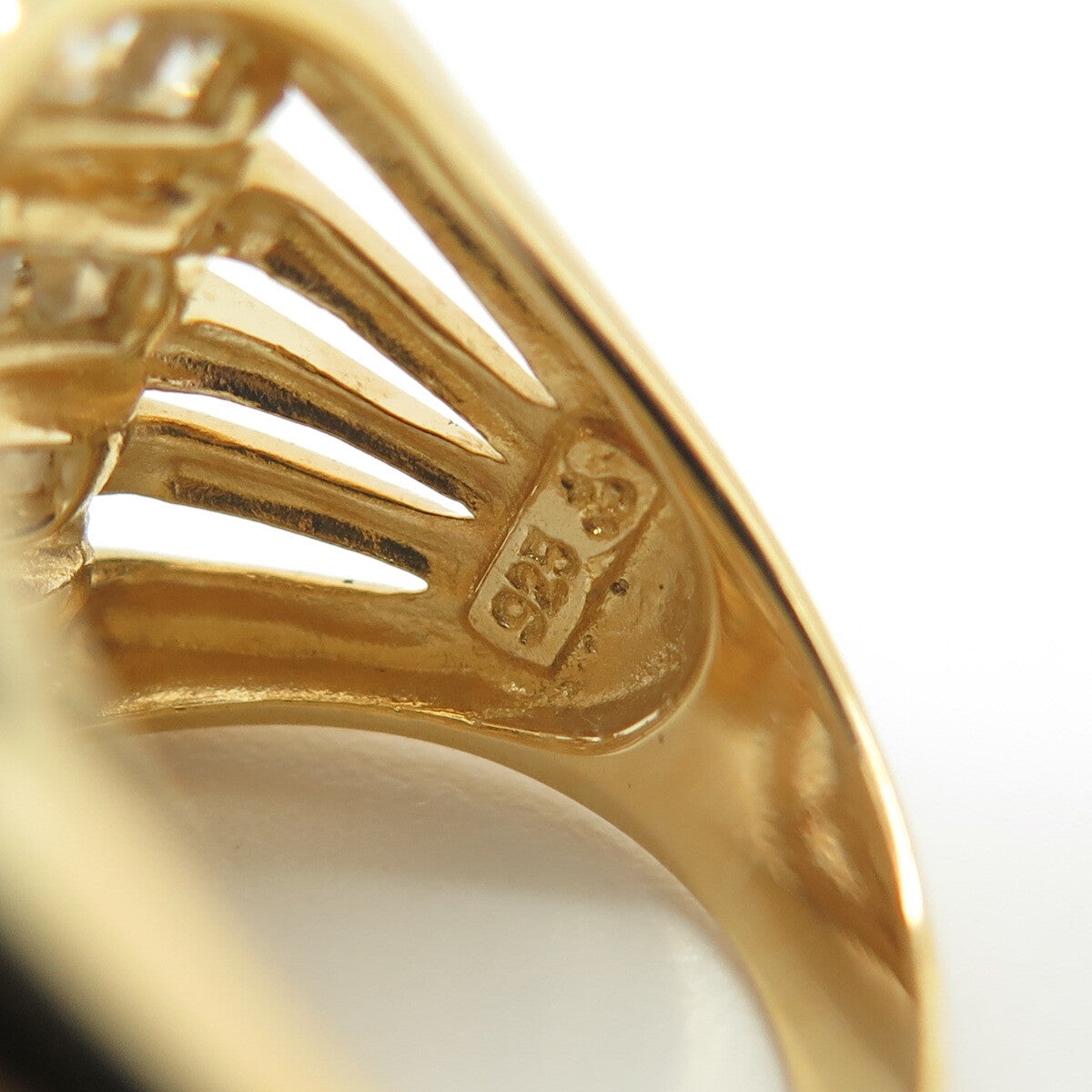 925 Sterling Silver Gold Plated C Z Multi-Row Interlocked Ring Size 6.25