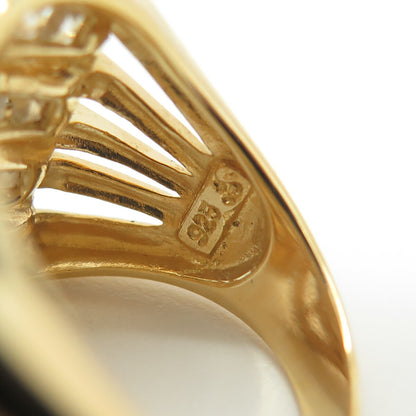 925 Sterling Silver Gold Plated C Z Multi-Row Interlocked Ring Size 6.25