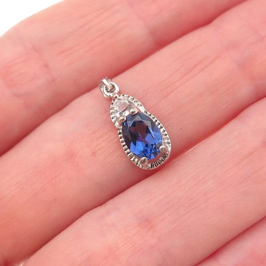 RJ Graziano 925 Sterling Silver Real White Topaz & Lab-Created Sapphire Pendant