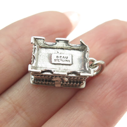 BEAU 925 Sterling Silver Antique Hope Chest Locket 3D Charm Pendant