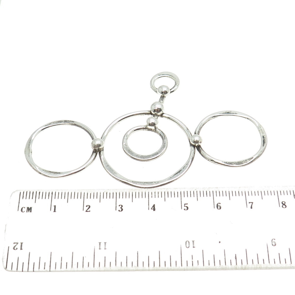 MARTIN LASAK 925 Sterling Silver Vintage Modernist Hammered Circle Pendant