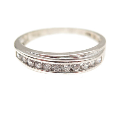 925 Sterling Silver Round-Cut C Z Half Eternity Band Ring Size 7.25