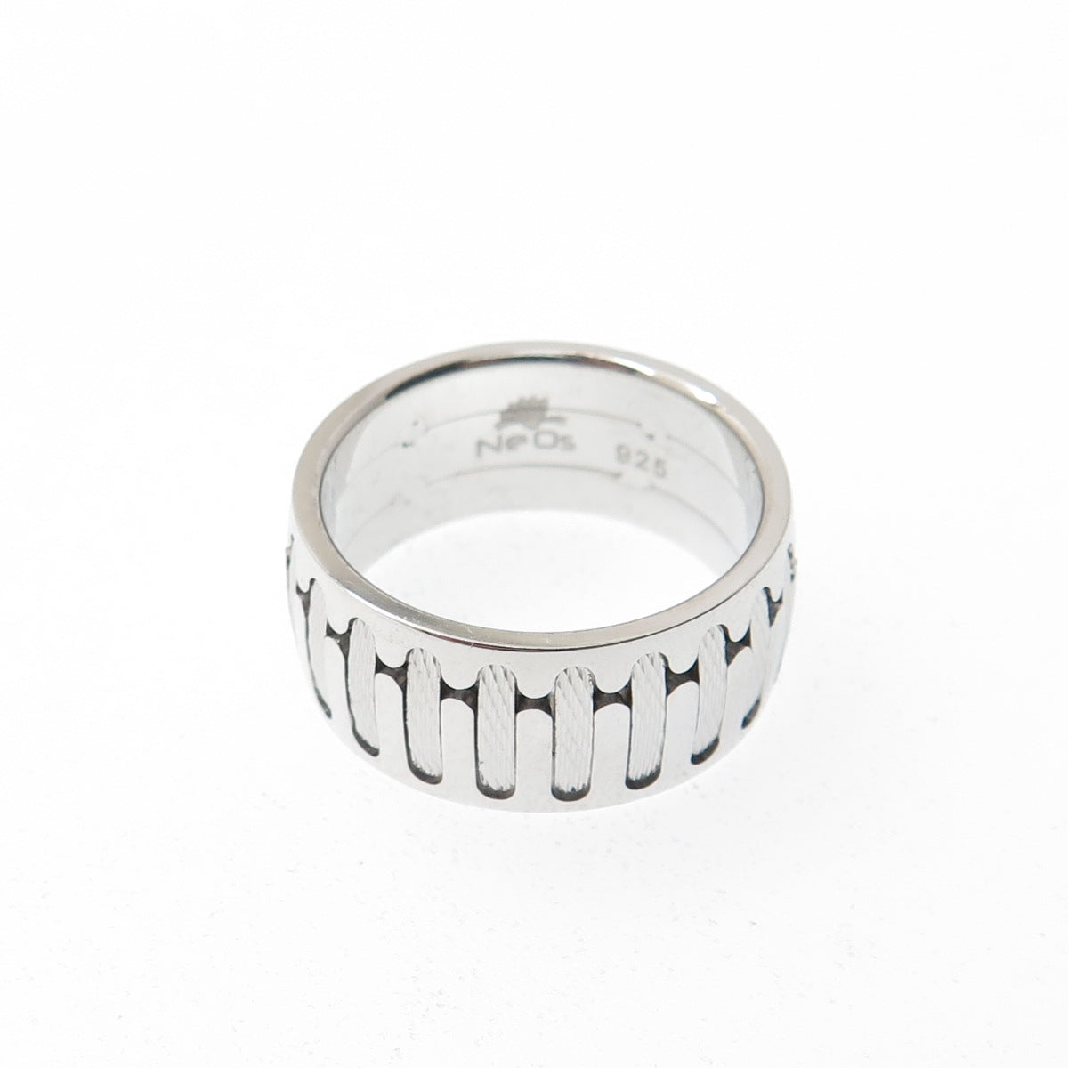NEOS 925 Sterling Silver Textured Sewing Stitches Band Ring Size 8.25