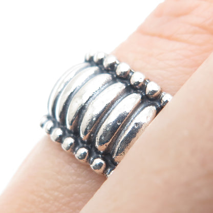925 Sterling Silver Vintage Modernist Shell Oxidized Ring Size 6.75